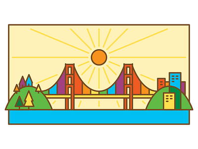 Happy Pride Month! <3 bridge golden gate bridge pride rainbow san francisco sf sun