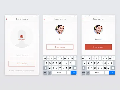 Unravel Signup Flow app flow interaction ios minimal mobile red registration sign up signup simple ui