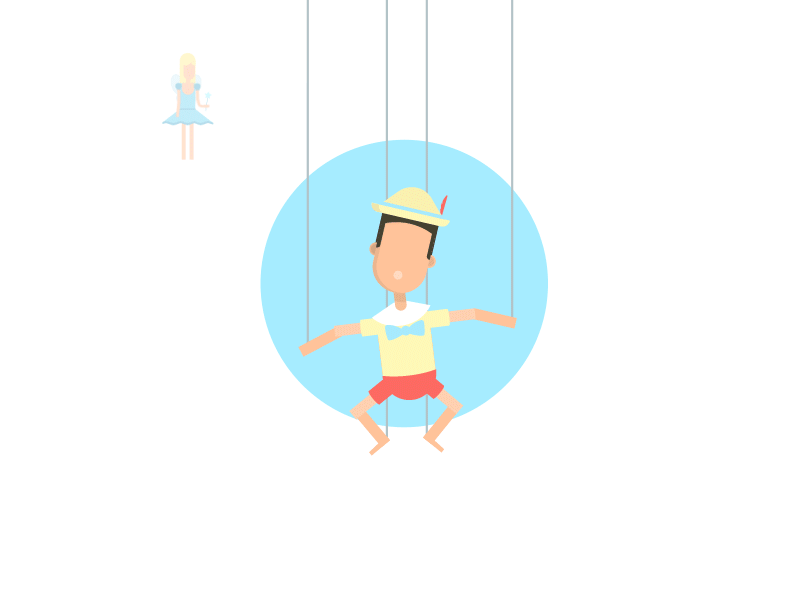 Pinocchio after effects animated animation character animation fairytail flat flat design flat illustration gif pinocchio shock