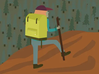 Hiker camp character fir hike person pinetree reference walk