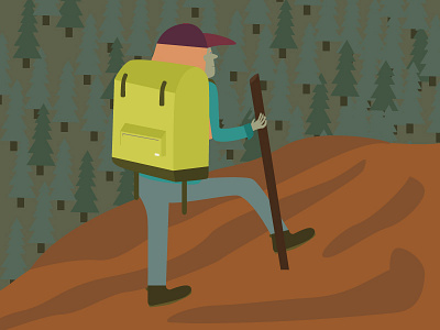 Hiker camp character fir hike person pinetree reference walk