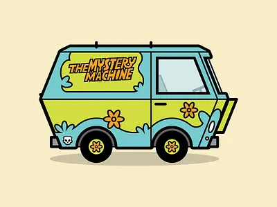 The Mystery Machine car icon illustration ilustración scooby doo the mystery machine van
