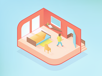 Bedroom 3d bed bedroom game illustration isometric morning room