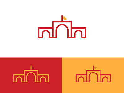 Bab Al Bahrain al bab bahrain castle gate gates identity logo red yellow