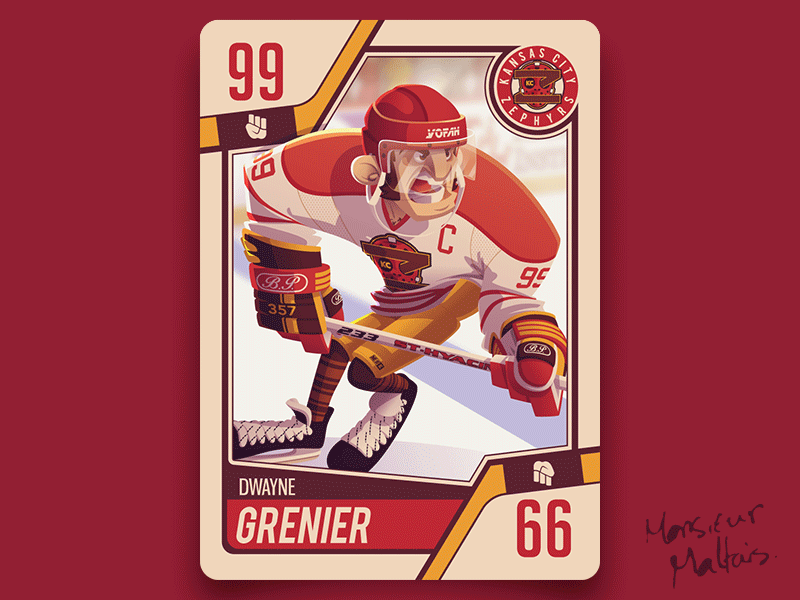 Making Of Dwayne Grenier Card cartoon hockey illustrator kcz making of monsieur maltais