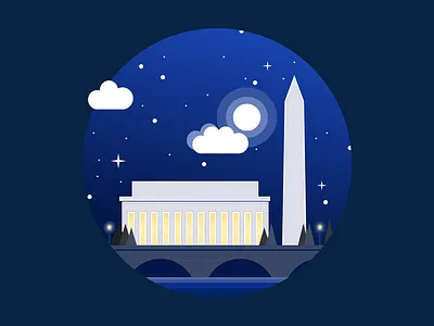 DC Nights city dc illustration lights lincoln memorial memorial monument moon night washington dc