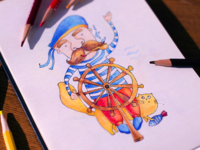 Sailor coloredpencil colors drawing drawingeveryday illustration love loveisintheair mariashishcova moleskine sailor sketchbook