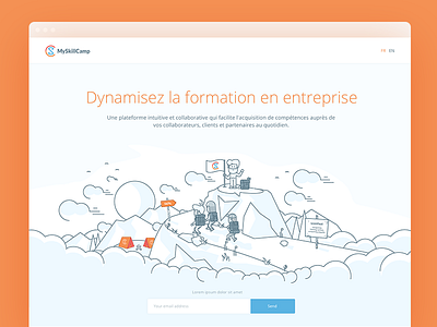 Landing art illustration landing line mountain page tents website