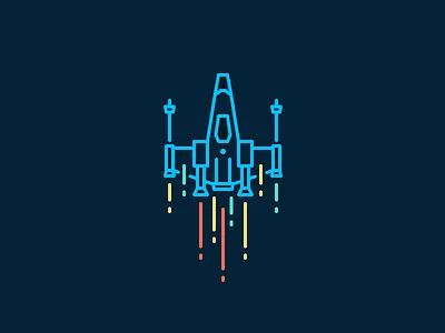 X-Wing fast fly icon iconography illustration neon outline spaceship star wars wings xwing