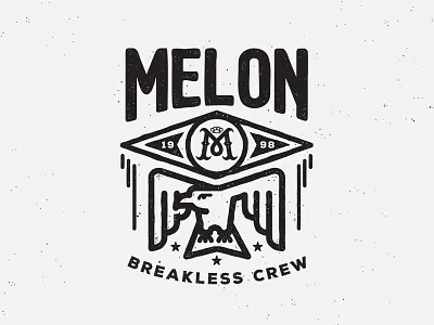 Melon Breakless Crew Badge badge clothing eagle illustration lettering logo melon clothes streetwear vector
