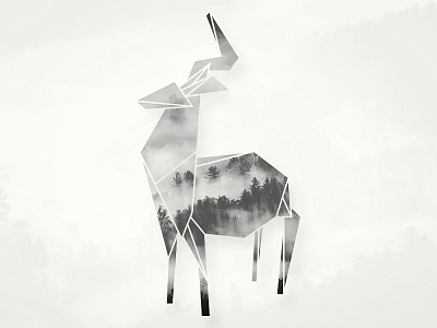 Origami Stag deer design forest graphic gray illustration logo origami stag vector