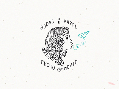 Bodas de Papel branding elegant fly girl logo oldschool origami paper photography