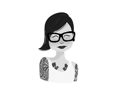 Black and white headshot portrait avatar headshot illustration portrait stylised