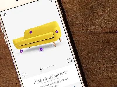 Furniture App - Product Page 360 View 360 view ecommerce furniture app home decor app interactive media portfolio product page sofa store