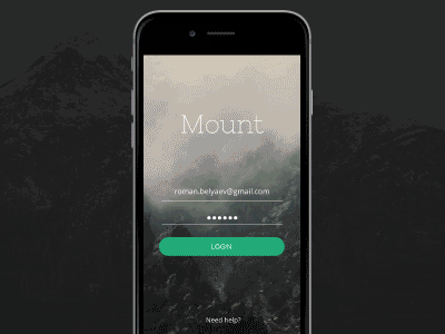 Mount App Concept card design card interactions framer prototype ios application iphone app mountains sign in interaction ux ui