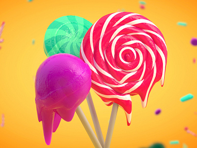 Lollipops 3d arnold cinema 4d food lollipops