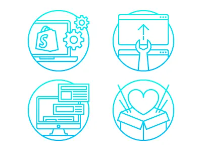 Pixel Perfect Gradient Line Simple Icons apps ecommerce heart icon imac laptop line love shopify upgrade vector web