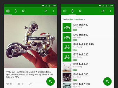 Sprocket Android 1.4 Marketplace android app bicycle bicycle app bike cycle green icon mobile app sprocket ui ux