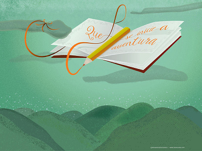 Que se inicie a aventura. Let the adventure begin. adventure book calligraphy cloud clouds icon illustration illustrations illustrator sky texture typography