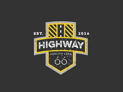 Highway 66 flat flatdesign highway logos road scratches sign