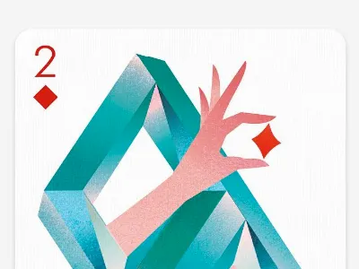 2 of Diamonds card game colors contest diamonds geometrical hearts illusion mirror playing arts simple vector