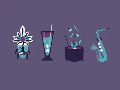 Things to do on Bourbon Street bourbon street cuisine culture icons jazz louisiana mask new orleans nola saxophone voodoo