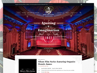 Mount Baker Theatre home landing layout page retro theatre typography ui ux vintage
