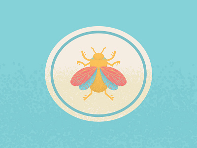 It's Showtime badge beetle bug icon illustration insect minimal sticker stipple texture