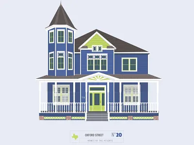Homes of The Heights // No. 20 bright building heights house houston illustration line neighborhood series vector