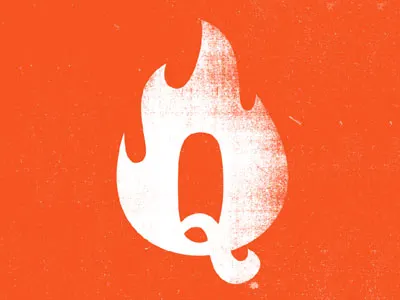 Final mark for client branding fire flame logo mark q restaurant typography