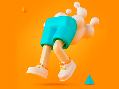 R de Run Run 3d character illustration render run type