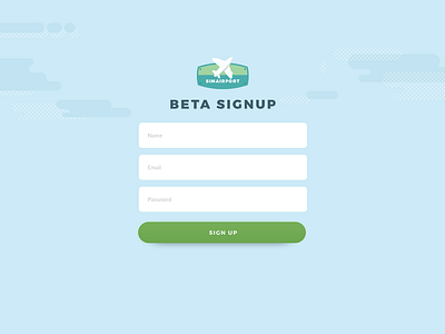 Beta Signup airplane airport beta signup clean flat register ui ux webdesign