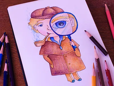 Sherlock Holmes coloredpencil colors drawing drawingeveryday illustration mariashishcova moleskine sherlock sherlockholmes sketchbook