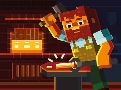 minecraft blacksmith character flat illustration minecraft