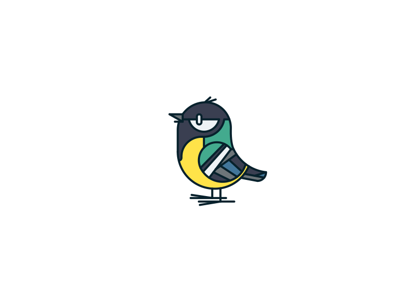 Tomtit animated birds cartoon flat funny gif mascot tomtit vector