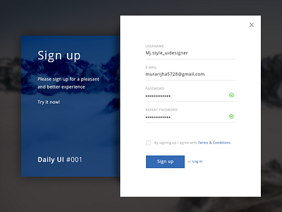 Sign up form modal sign up top ui design ux design