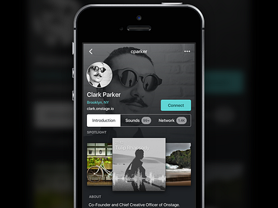 Onstage Profile app design mobile music onstage profile