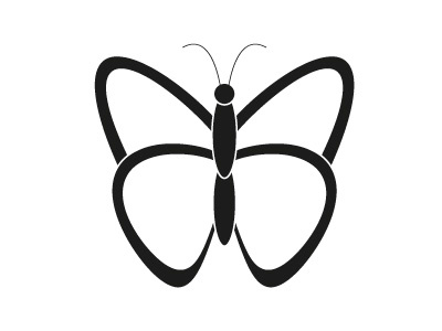 Butterfly basic black and white butterfly girly graphic icon minimal shapes simple vector