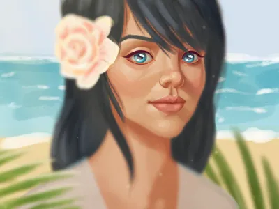 Summer Memories beach cartoon girl illustration jungle summer tropics