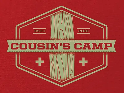First Annual Cousin's Camp camp logo tshirt wood