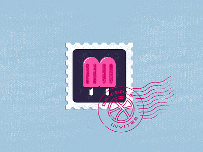 2 invites - 2 ice cream daniele simonelli double icecream dribbble invitation dribbble invite icecream illustration invitation invites stamp summer traveling