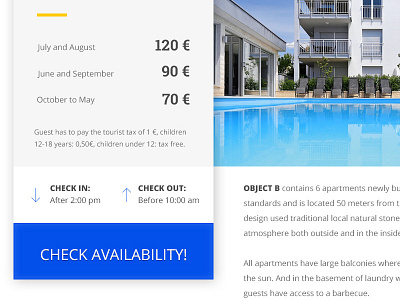 Pricelist apartments design graphic grid layout pool web website