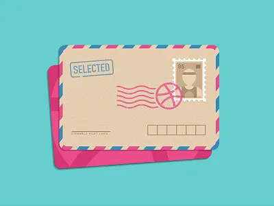 Dribbble First Shot card envelope illustration mail post card stamp vintage
