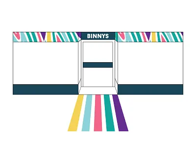 Binnys Shopfront branding building facade shop shopfront signage wrap