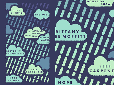 Brittany Lee Moffitt / Elle Carpenter - Show Poster brittany lee moffitt cloud elle carpenter gig poster gradient hope arthur modern poster rain the well