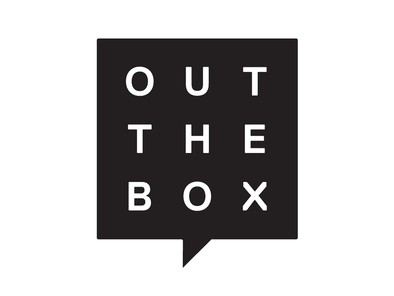 Out The Box design event logo monochrome speech bubble talk