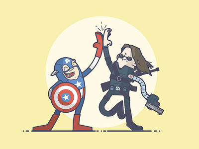Civil War! captain america comics happy high five illustration line art marvel winter soldier