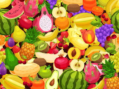 Fruit Pattern backdrop background food fruit illustration pattern summer vector