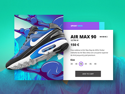 Nike Air Max 90 card cart design illustration item nike product shop ui ux visual web