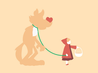 Big Bad Who? bad big girl hood illustration leash red riding wolf